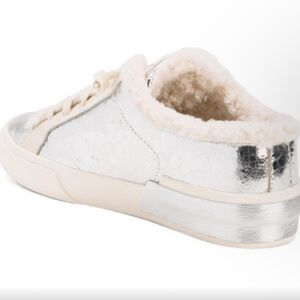 Dolce Vita Metallic Silver and Beige Sneakers